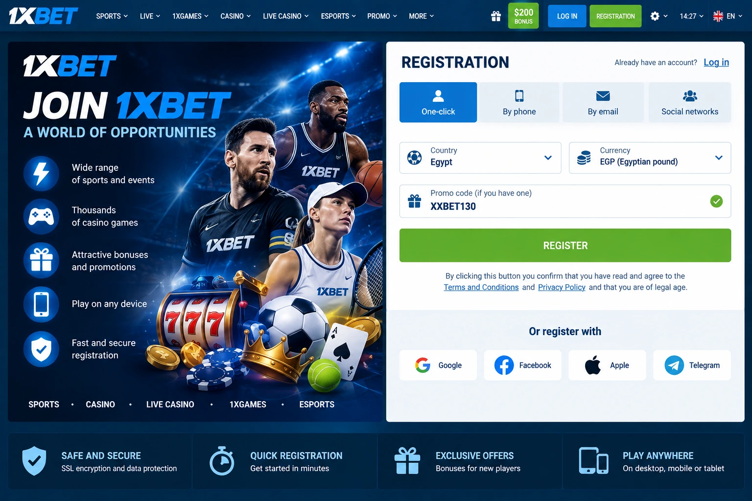 1xBet-account-registration-page