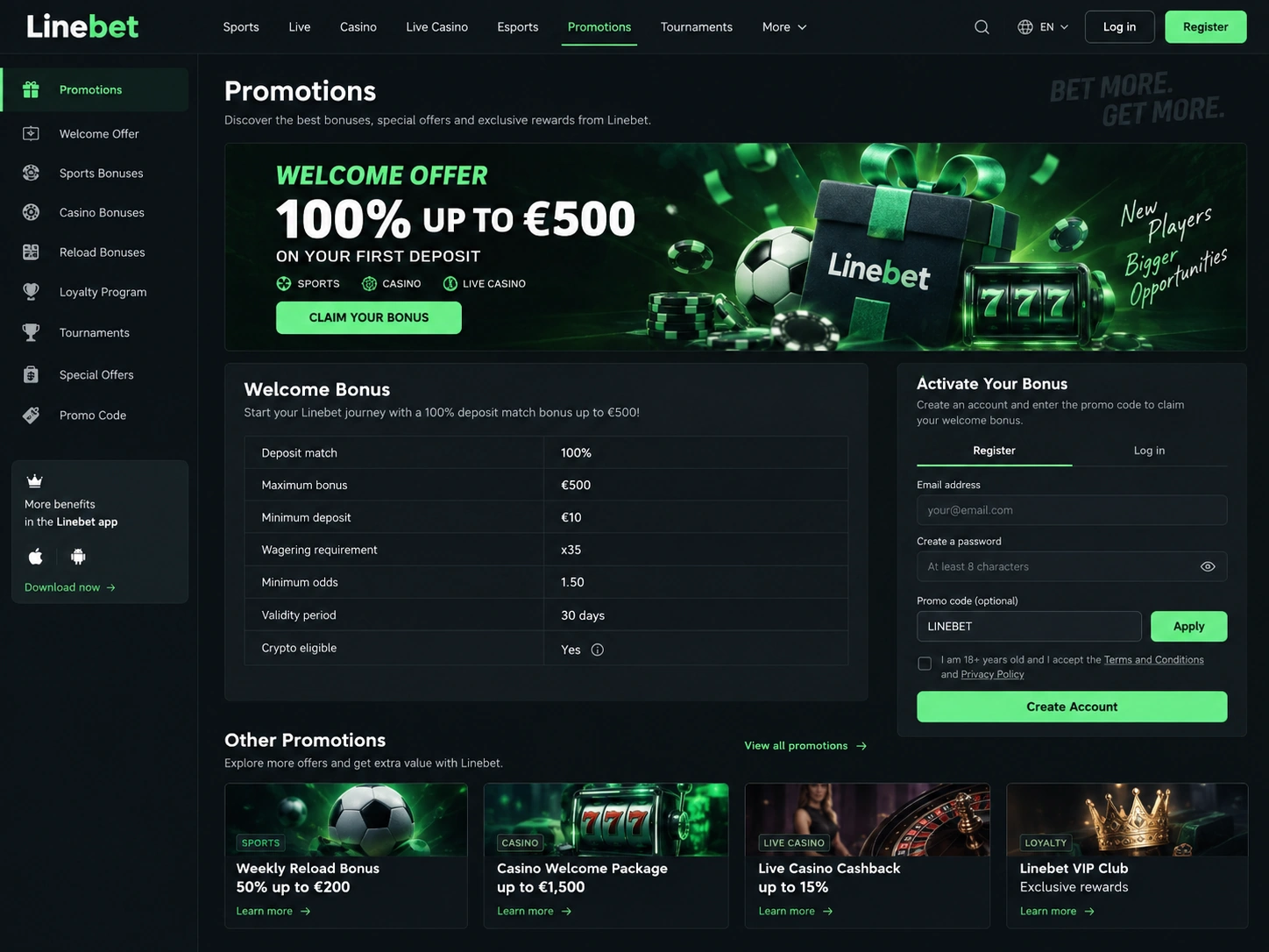 Linebet-welcome-bonus-promotions-page